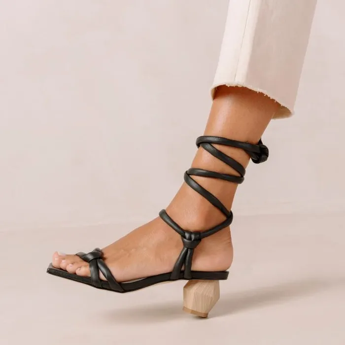 ALOHAS Heels Women Creative 8211 Black Leather Sandals