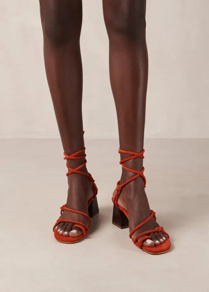 ALOHAS Heels Women Goldie 8211 Orange Suede Sandals