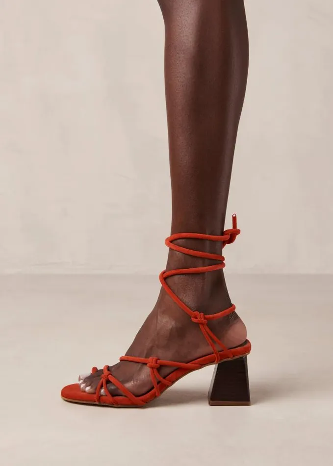 ALOHAS Heels Women Goldie 8211 Orange Suede Sandals