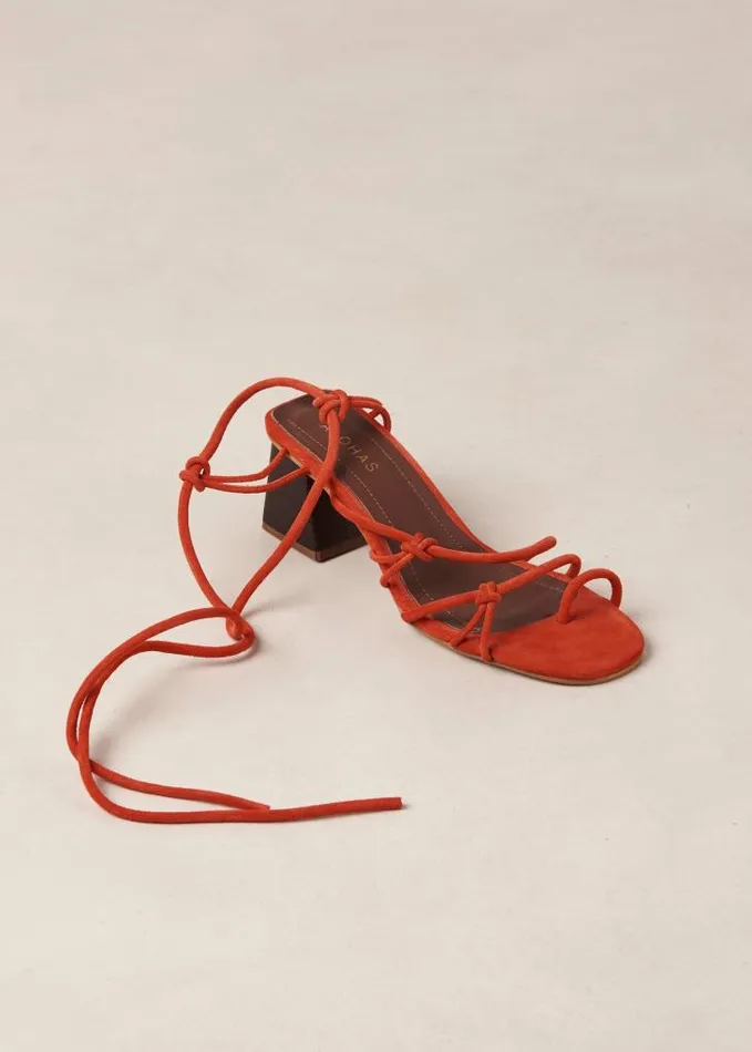 ALOHAS Heels Women Goldie 8211 Orange Suede Sandals