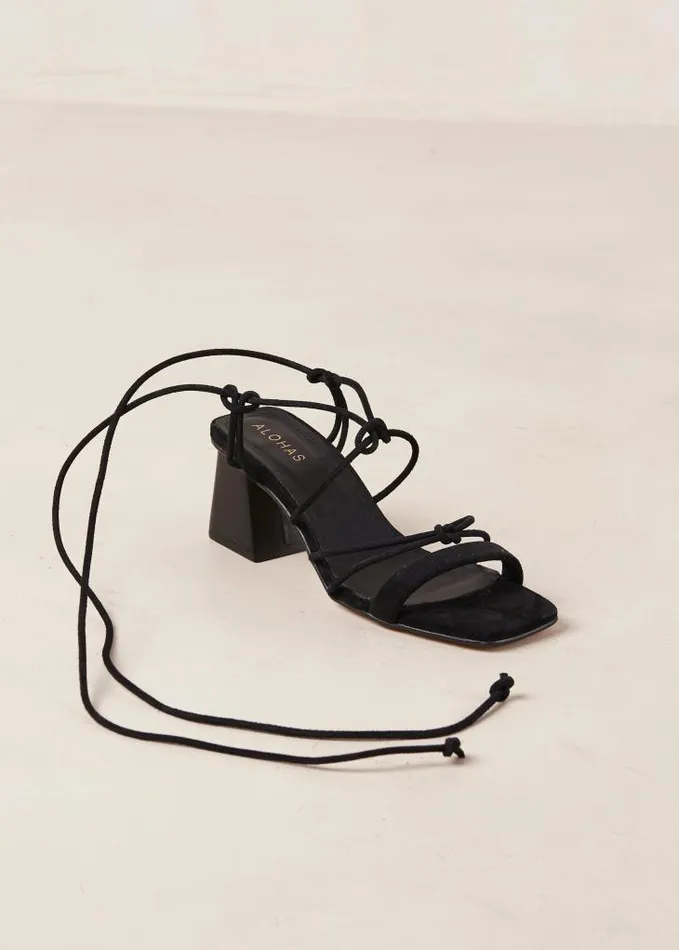 ALOHAS Heels Women Icicle 8211 Black Suede Sandals