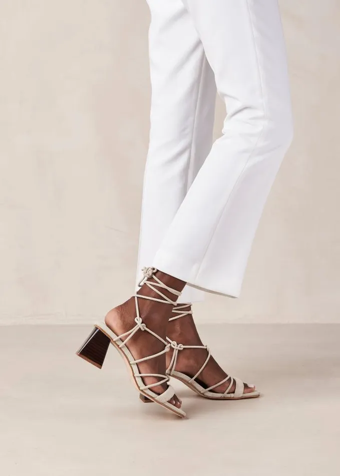 ALOHAS Heels Women Icicle 8211 Cream Suede Sandals