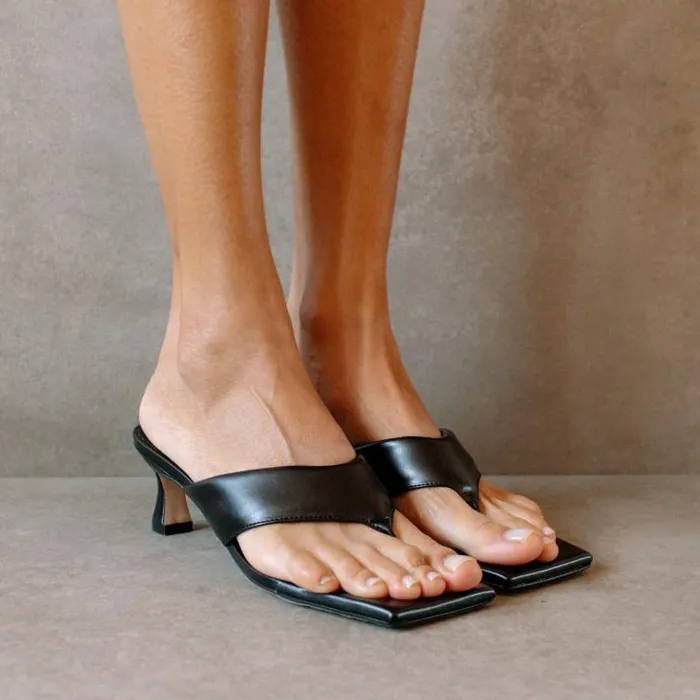 ALOHAS Heels Women Jolla 8211 Black Vegan Leather Sandals