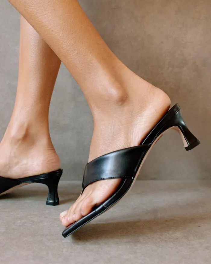ALOHAS Heels Women Jolla 8211 Black Vegan Leather Sandals