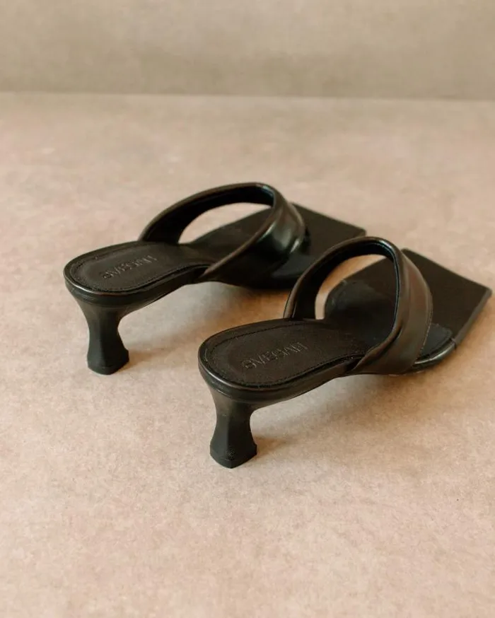 ALOHAS Heels Women Jolla 8211 Black Vegan Leather Sandals