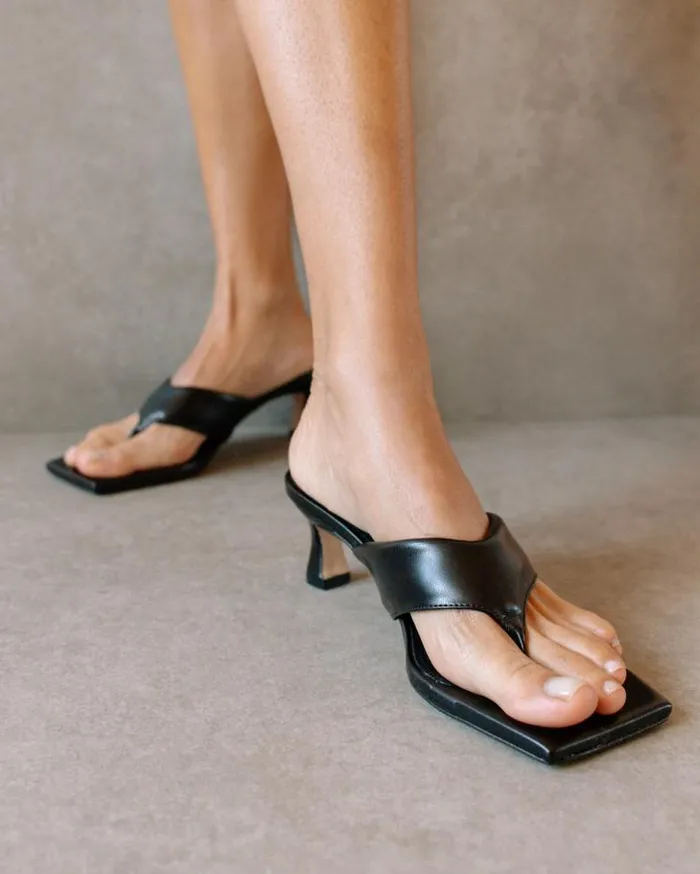ALOHAS Heels Women Jolla 8211 Black Vegan Leather Sandals