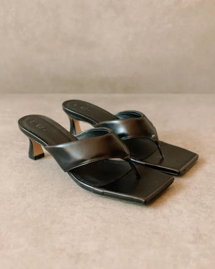 ALOHAS Heels Women Jolla 8211 Black Vegan Leather Sandals
