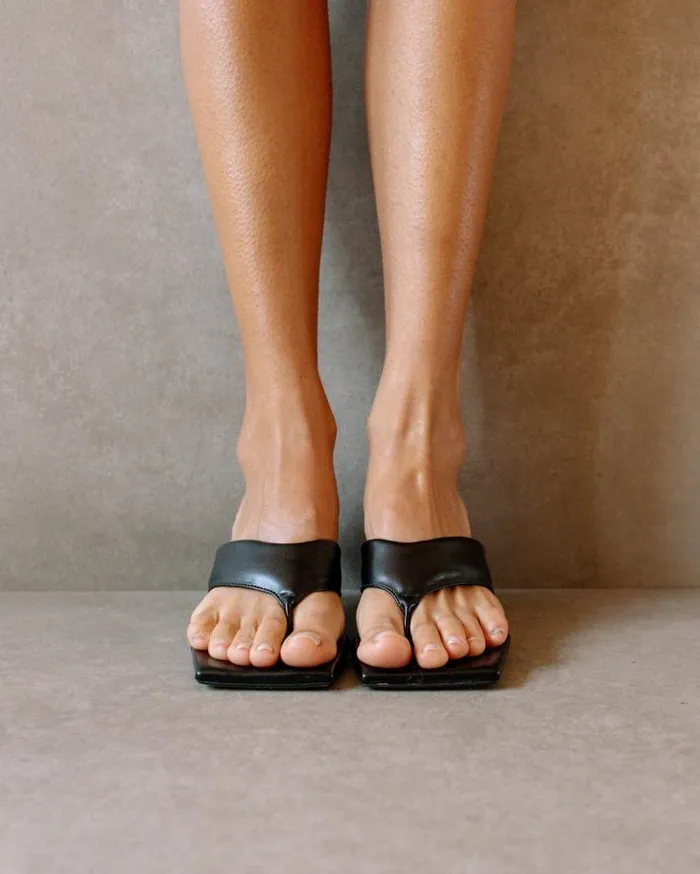 ALOHAS Heels Women Jolla 8211 Black Vegan Leather Sandals