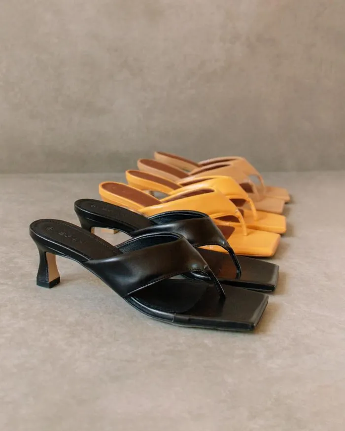 ALOHAS Heels Women Jolla 8211 Black Vegan Leather Sandals
