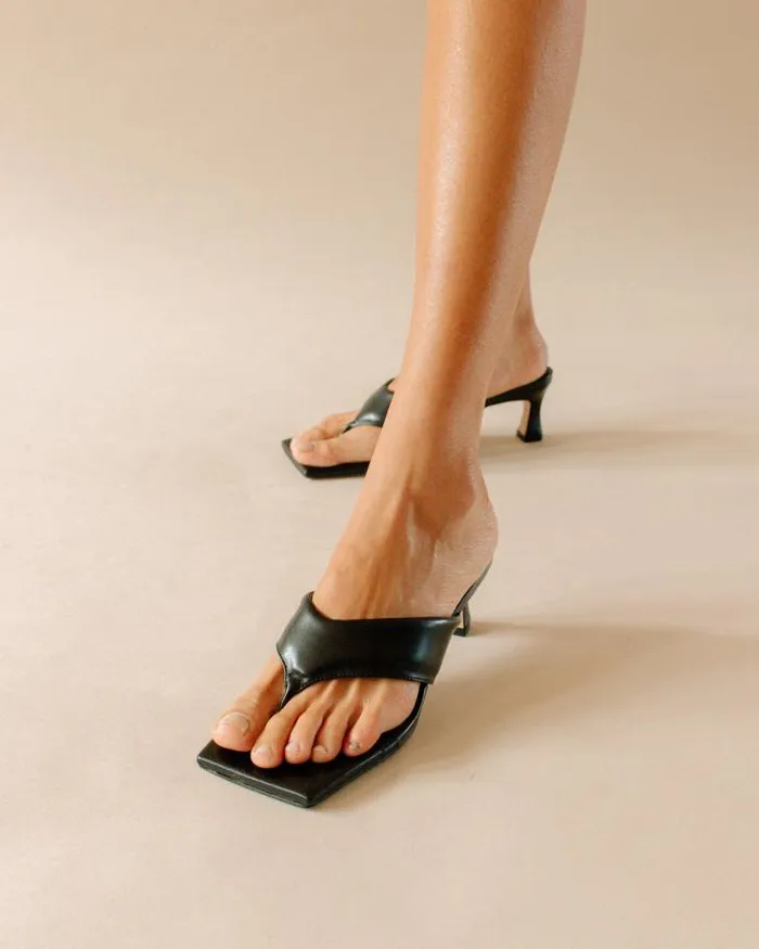 ALOHAS Heels Women Jolla 8211 Black Vegan Leather Sandals