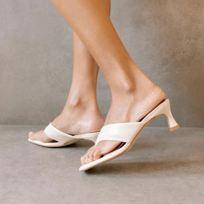 ALOHAS Heels Women Jolla 8211 White Vegan Leather Sandals