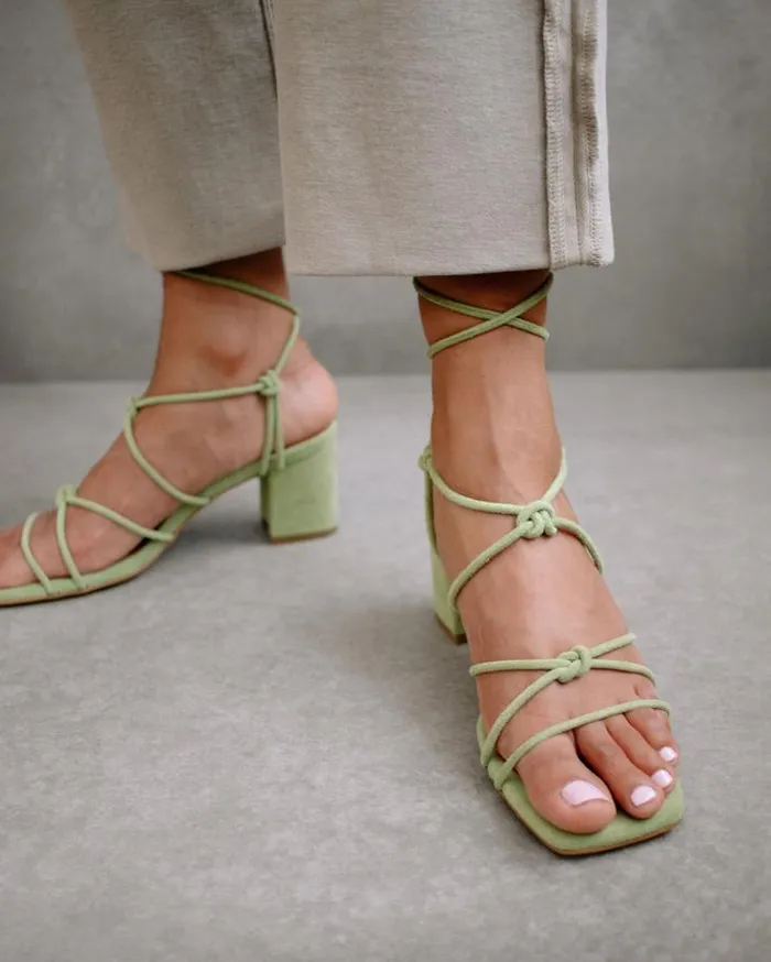 ALOHAS Heels Women Paloma 8211 Green Suede Sandals