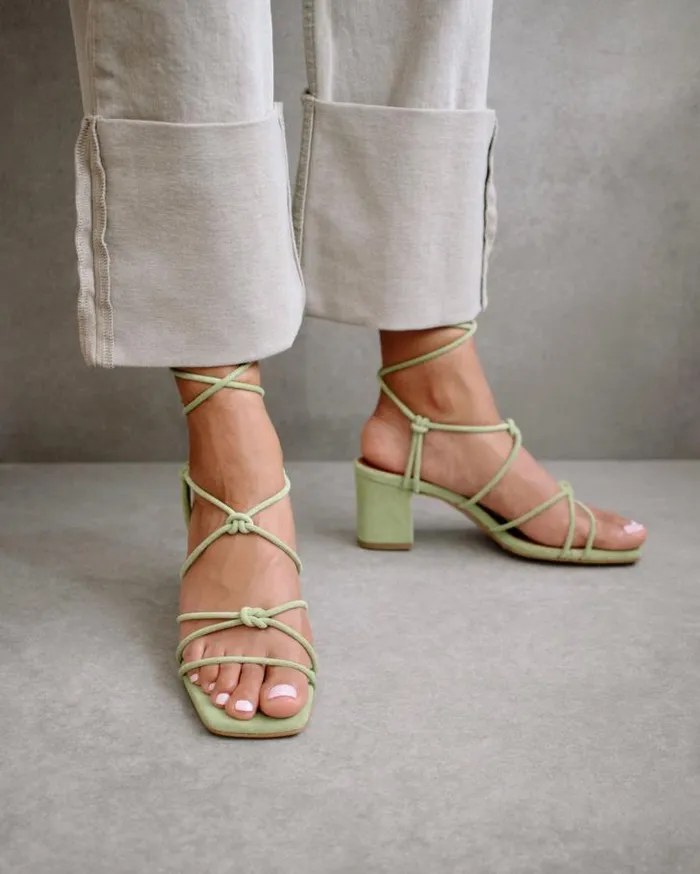 ALOHAS Heels Women Paloma 8211 Green Suede Sandals