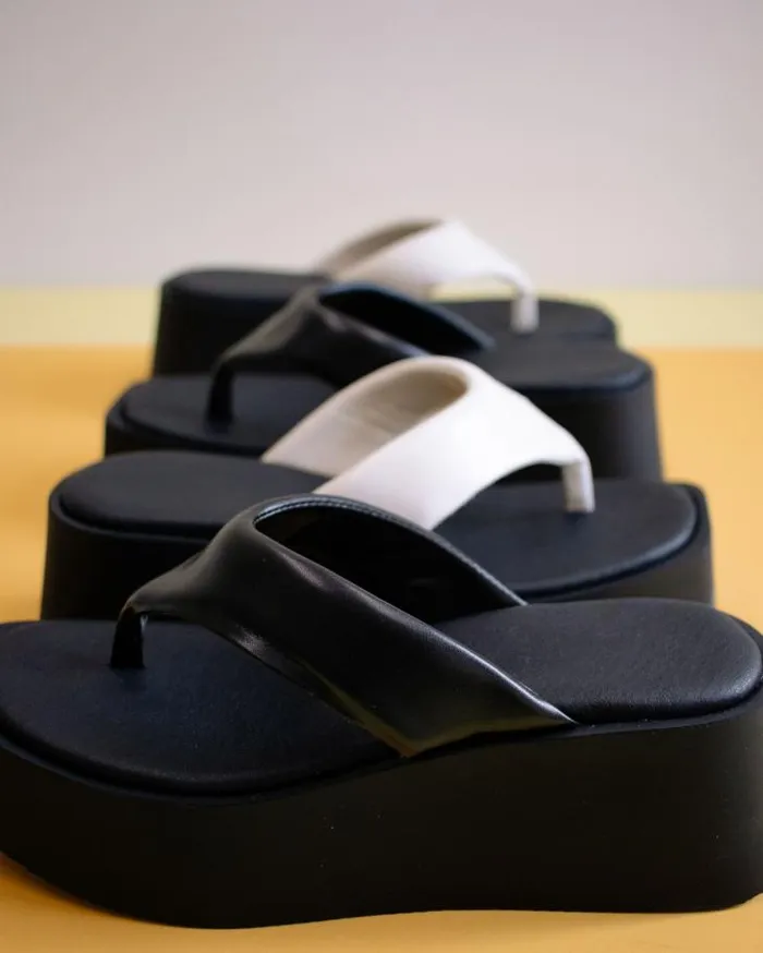 ALOHAS Heels Women Pancake 8211 White Vegan Leather Sandals