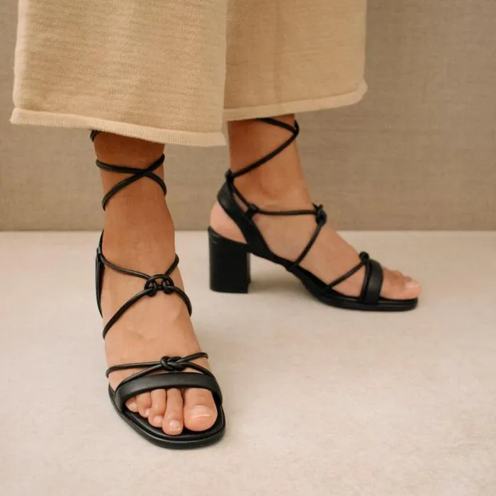 ALOHAS Heels Women Sophie 8211 Black Vegan Leather Sandals
