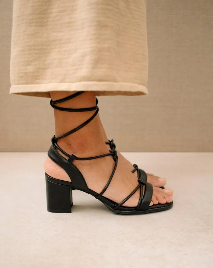 ALOHAS Heels Women Sophie 8211 Black Vegan Leather Sandals