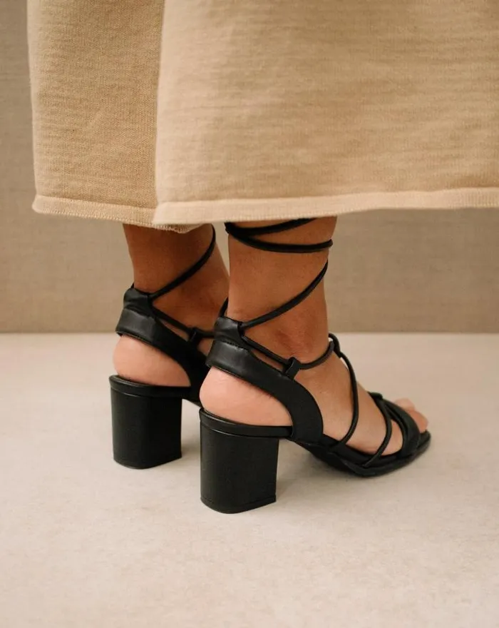 ALOHAS Heels Women Sophie 8211 Black Vegan Leather Sandals