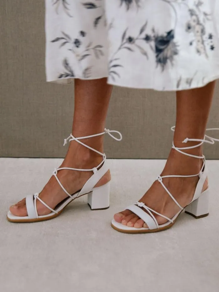 ALOHAS Heels Women Sophie 8211 White Vegan Leather Sandals