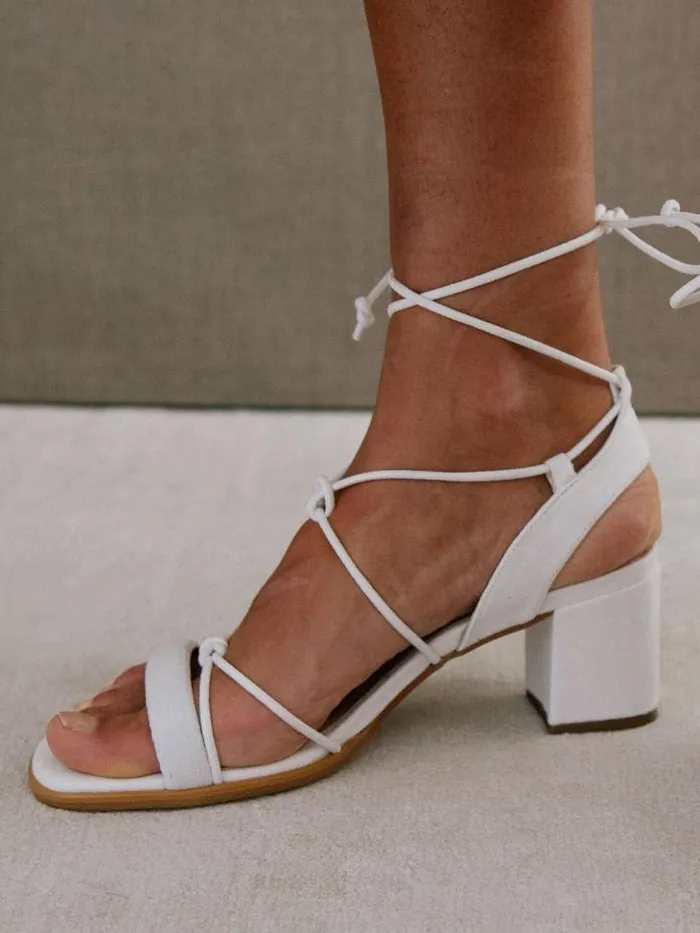 ALOHAS Heels Women Sophie 8211 White Vegan Leather Sandals