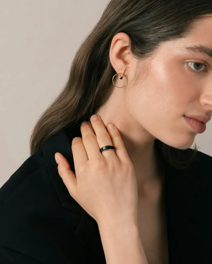 ALOHAS Jewelry Women Abeam 8211 Black And Gold Ring