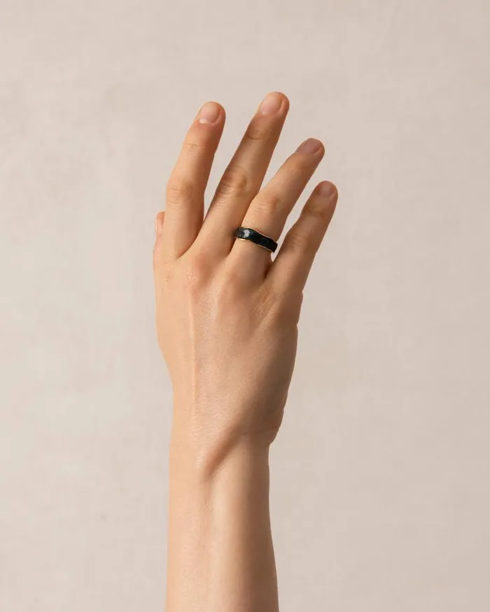 ALOHAS Jewelry Women Abeam 8211 Black And Gold Ring