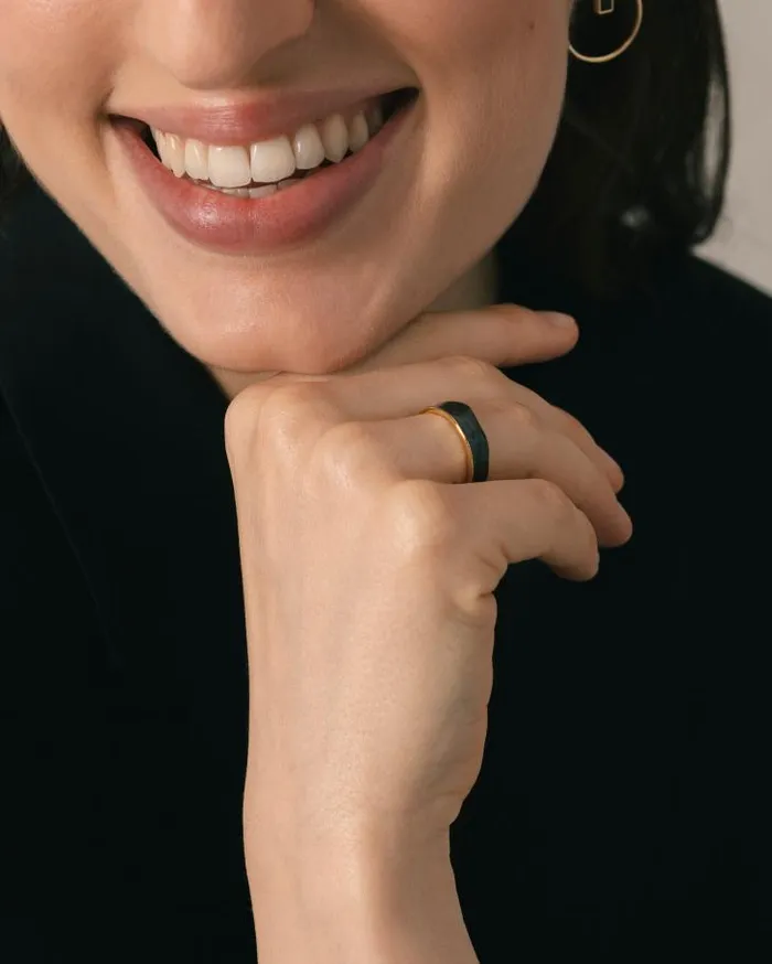 ALOHAS Jewelry Women Abeam 8211 Black And Gold Ring