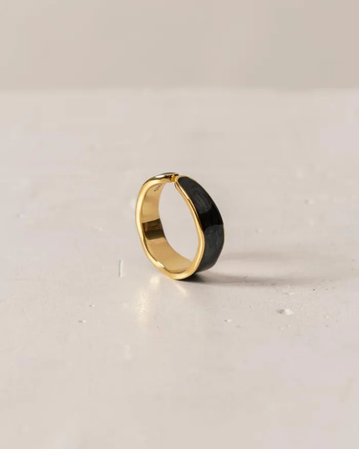 ALOHAS Jewelry Women Abeam 8211 Black And Gold Ring