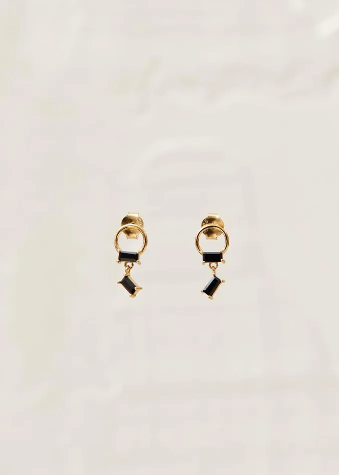 ALOHAS Jewelry Women Fountain 8211 Gold And Black Crystal Earrings