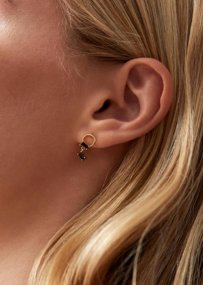 ALOHAS Jewelry Women Fountain 8211 Gold And Black Crystal Earrings