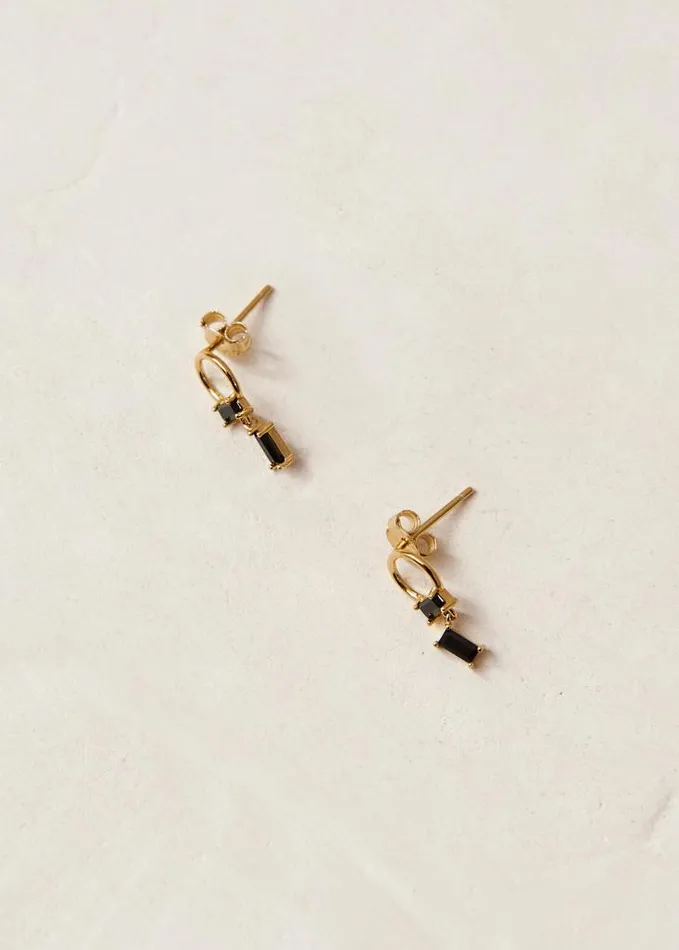 ALOHAS Jewelry Women Fountain 8211 Gold And Black Crystal Earrings