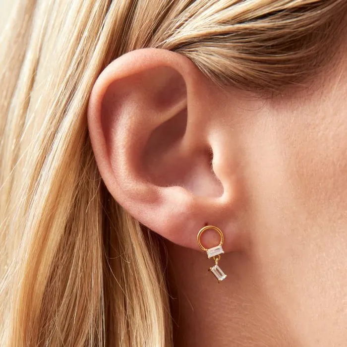 ALOHAS Jewelry Women Fountain 8211 Gold And Clear Crystal Earrings