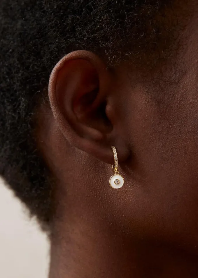 ALOHAS Jewelry Women Globe 8211 Gold And White Earrings
