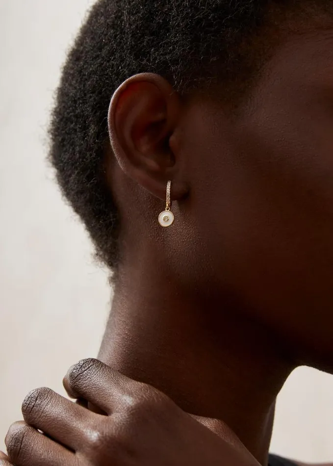 ALOHAS Jewelry Women Globe 8211 Gold And White Earrings