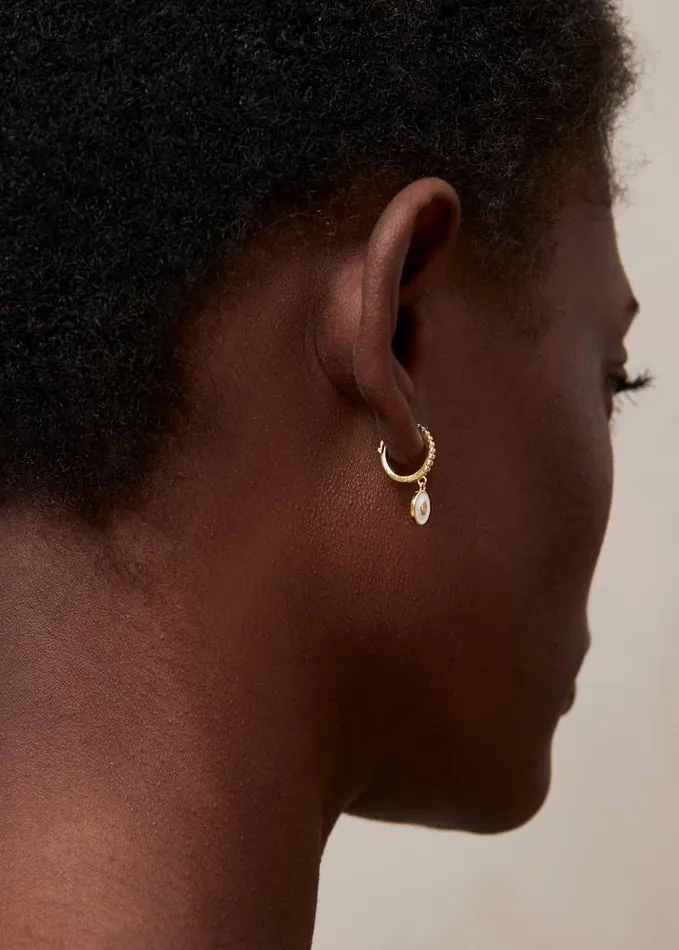 ALOHAS Jewelry Women Globe 8211 Gold And White Earrings