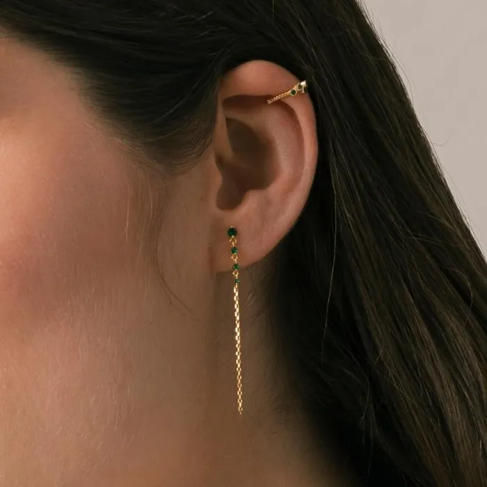 ALOHAS Jewelry Women Guama 8211 Green And Gold Earrings