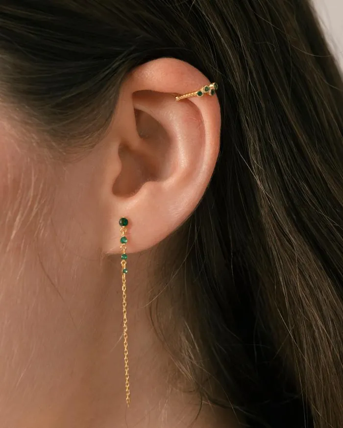 ALOHAS Jewelry Women Guama 8211 Green And Gold Earrings
