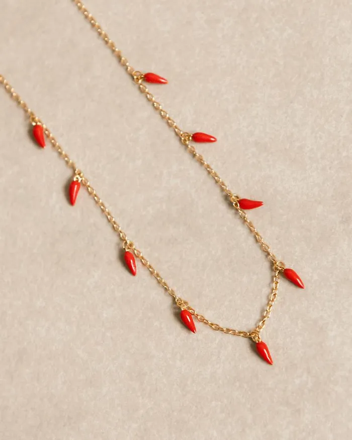 ALOHAS Jewelry Women Jalapeno 8211 Gold And Red Necklace