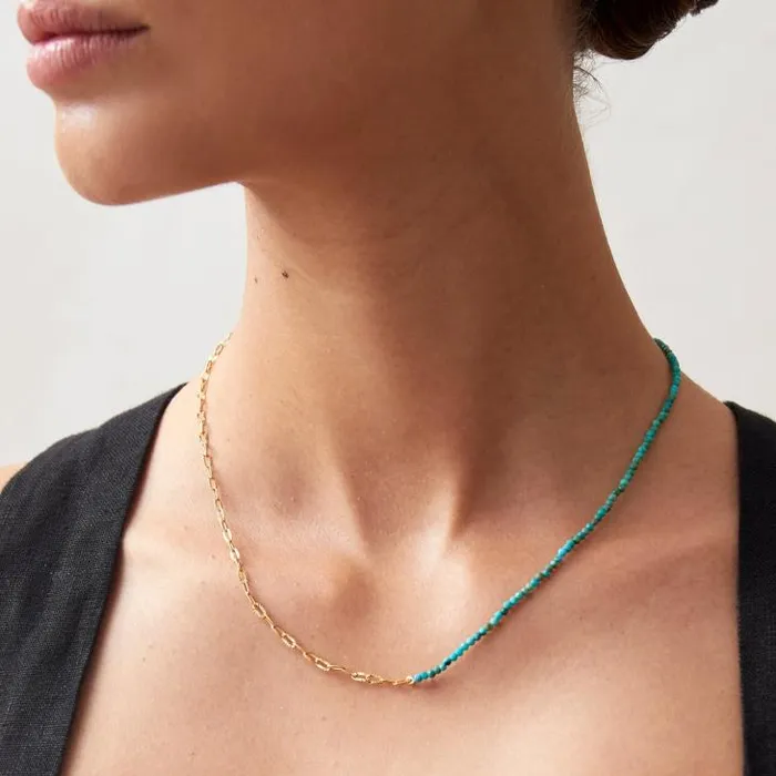 ALOHAS Jewelry Women Junie 8211 Gold Necklace With Blue Stones