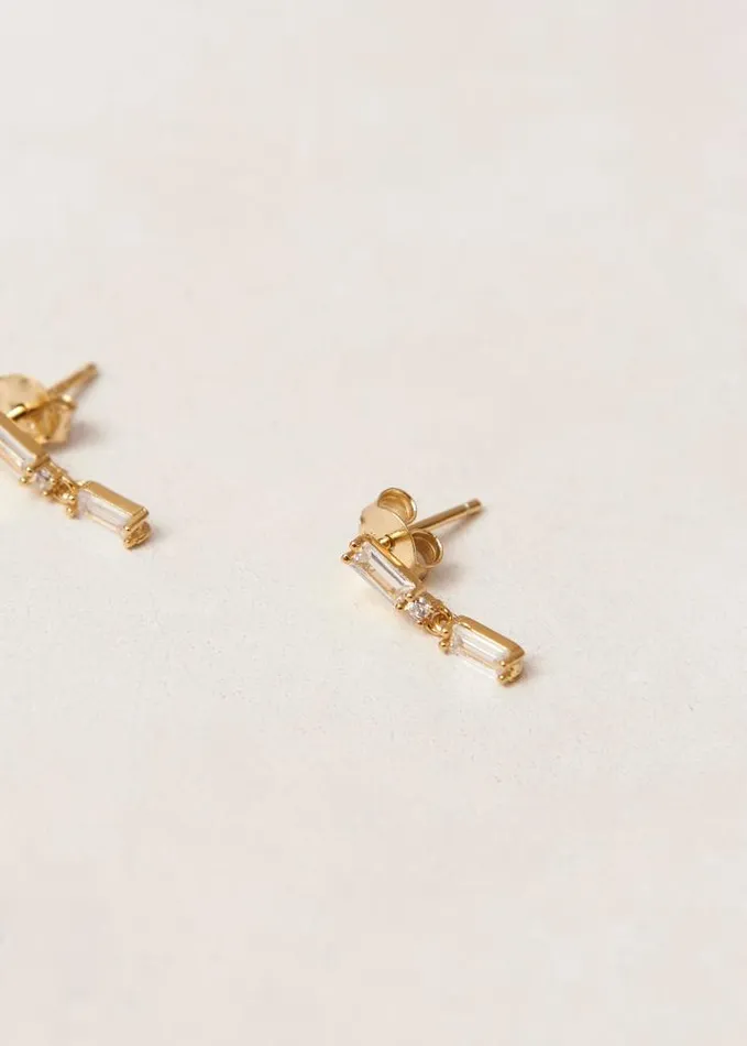 ALOHAS Jewelry Women Link 8211 Gold And White Crystal Earrings
