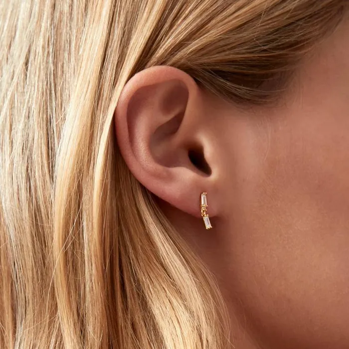 ALOHAS Jewelry Women Link 8211 Gold And White Crystal Earrings