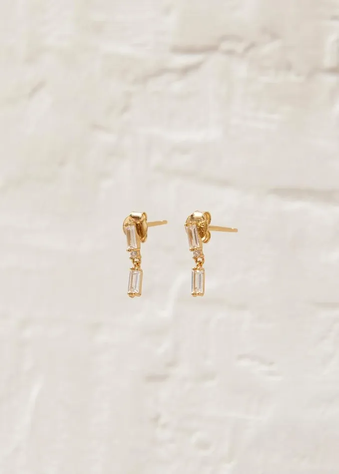 ALOHAS Jewelry Women Link 8211 Gold And White Crystal Earrings