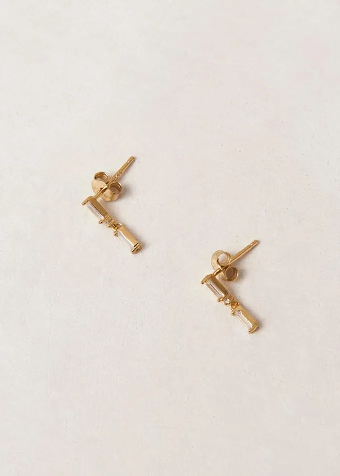 ALOHAS Jewelry Women Link 8211 Gold And White Crystal Earrings