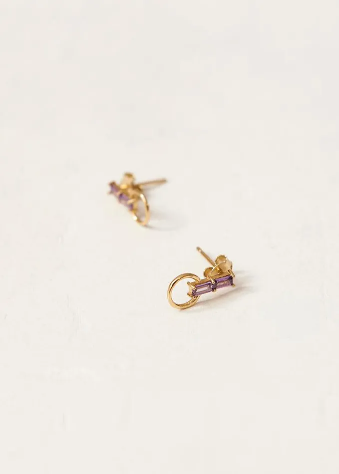 ALOHAS Jewelry Women Nest 8211 Purple Crystal Gold Plated Earrings