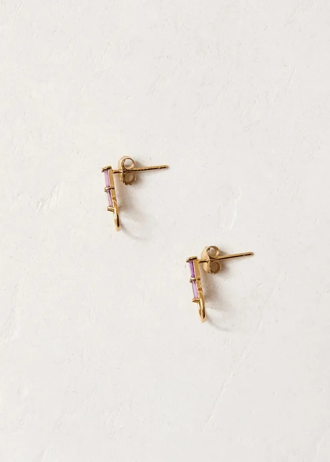 ALOHAS Jewelry Women Nest 8211 Purple Crystal Gold Plated Earrings