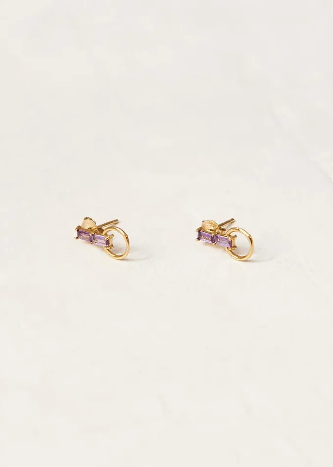 ALOHAS Jewelry Women Nest 8211 Purple Crystal Gold Plated Earrings