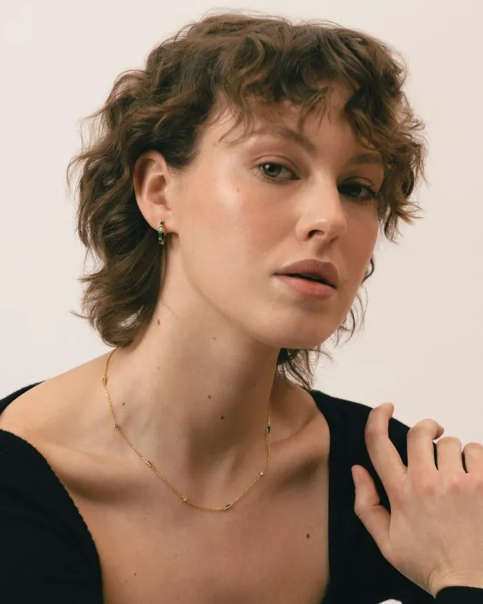 ALOHAS Jewelry Women Orlop 8211 Gold And Green Earrings