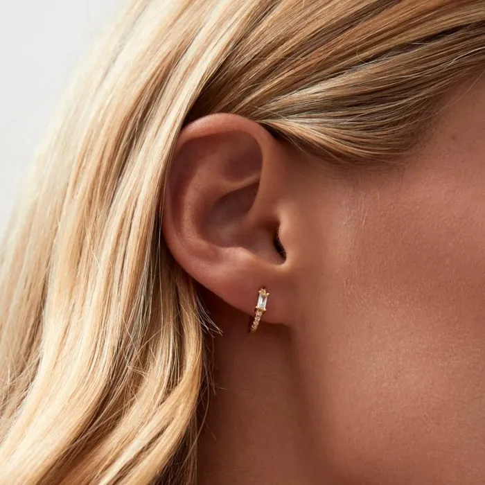 ALOHAS Jewelry Women Plato 8211 Clear Crystal Gold Earrings