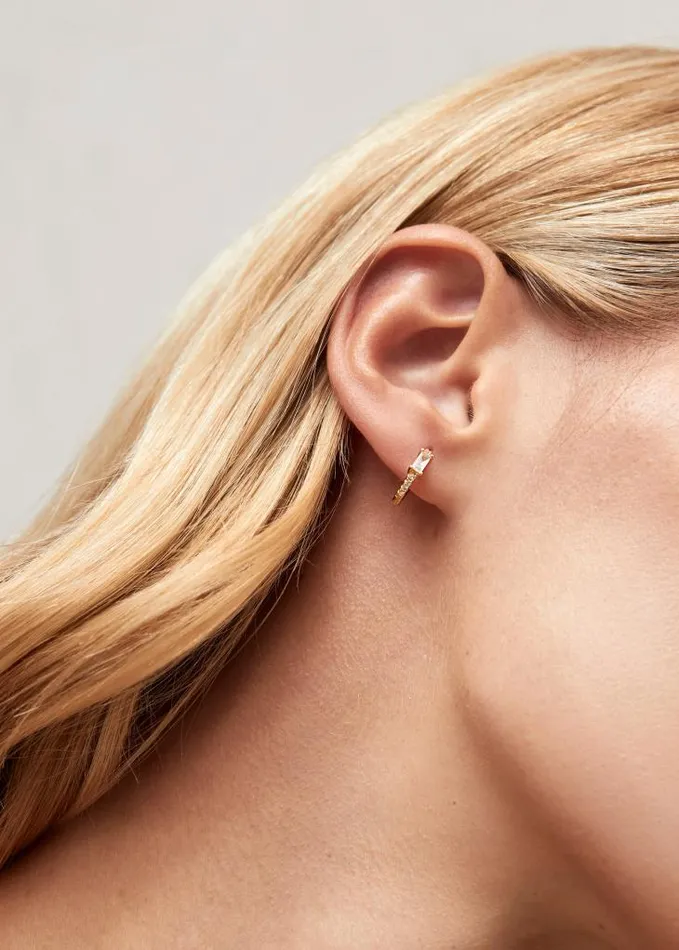 ALOHAS Jewelry Women Plato 8211 Clear Crystal Gold Earrings