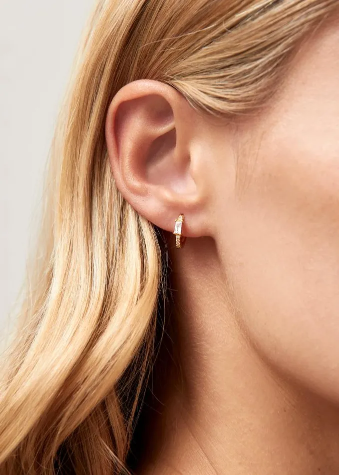 ALOHAS Jewelry Women Plato 8211 Clear Crystal Gold Earrings