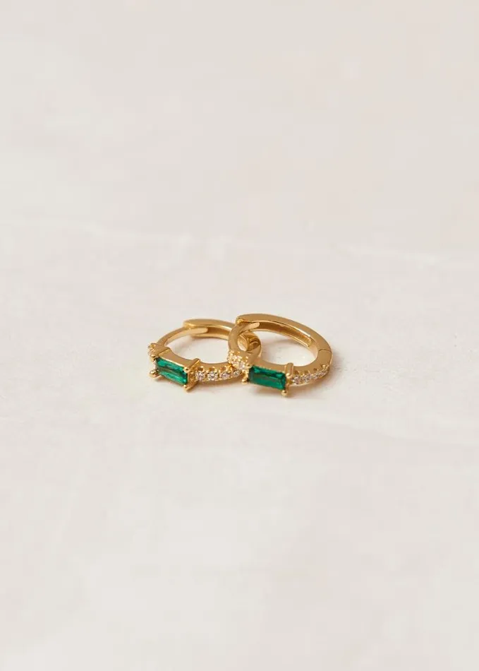 ALOHAS Jewelry Women Plato 8211 Green Crystal Gold Earrings